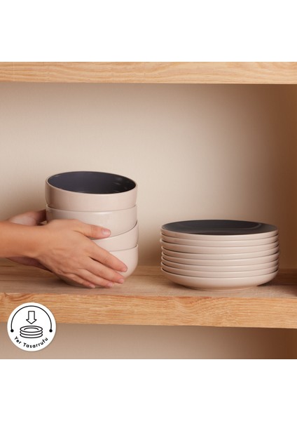 Earth Collection Terra 36 Parça 8 Kişilik Yemek Takımı Antrasit