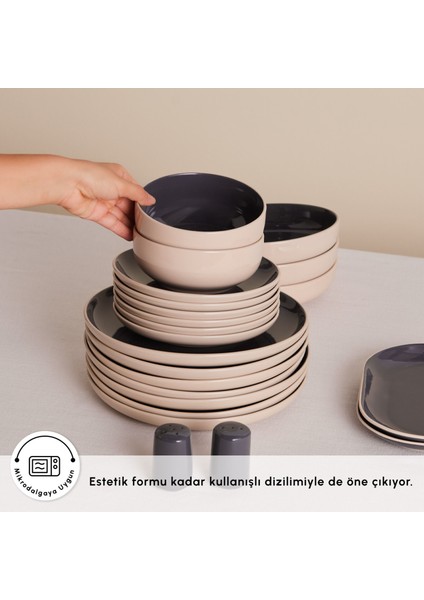 Earth Collection Terra 36 Parça 8 Kişilik Yemek Takımı Antrasit