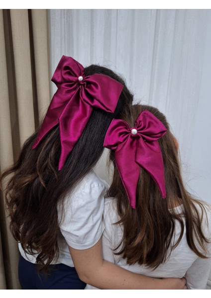 Kadın 3’lü Fiyonk Saç Tokası Seti + Scrunchie Hediyeli - Asil Şarap fiyatları