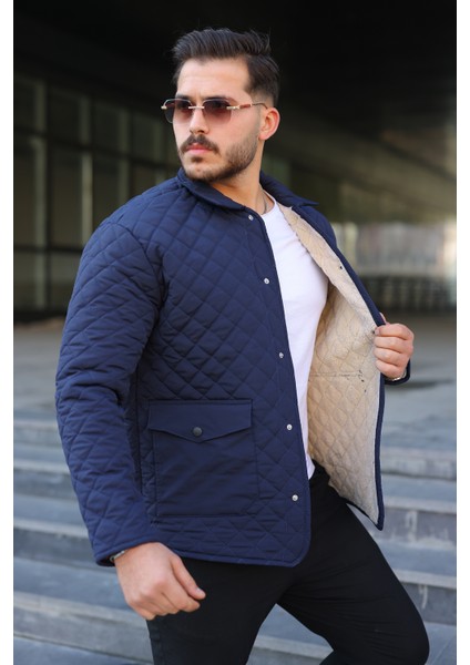 Erkek Çıtçıt Basic Kışlık Kürklü Lacivert Kapitone Mont fiyatları