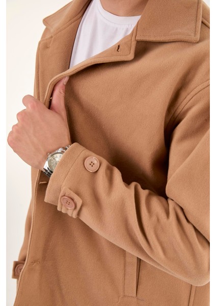 X-2027 Astarlı Düğmeli Kaşe Mont