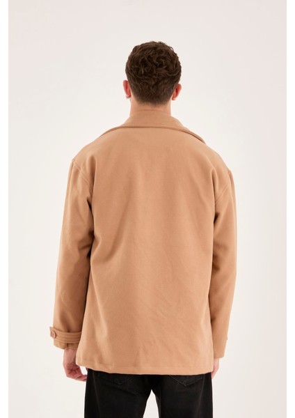 X-2027 Astarlı Düğmeli Kaşe Mont