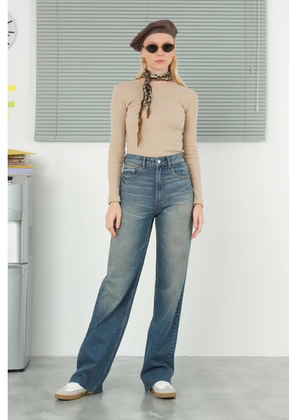 Wide Leg Jean Retro Mavi