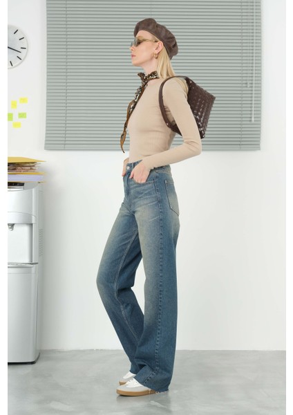 Wide Leg Jean Retro Mavi