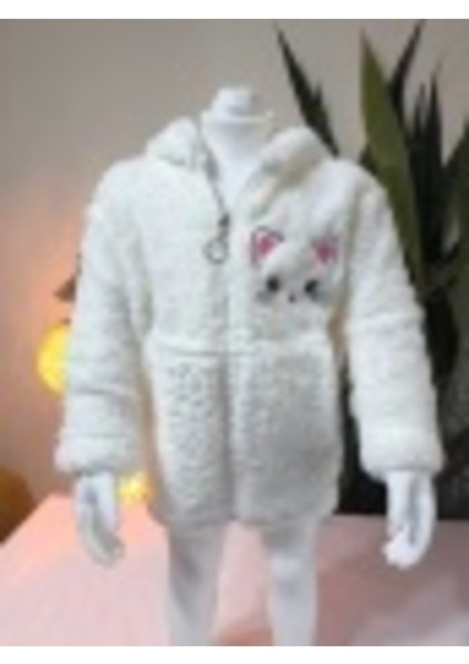 kız Çocuk Peluş Polar Hırka Kapşonlu Fermuarlı Cepli Pembe Beyaz Siyah Mor Gül Kurusu !!!dar Kalıp modelleri