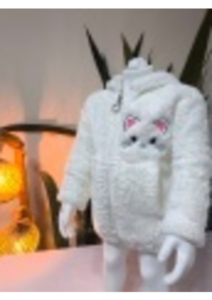 kız Çocuk Peluş Polar Hırka Kapşonlu Fermuarlı Cepli Pembe Beyaz Siyah Mor Gül Kurusu !!!dar Kalıp