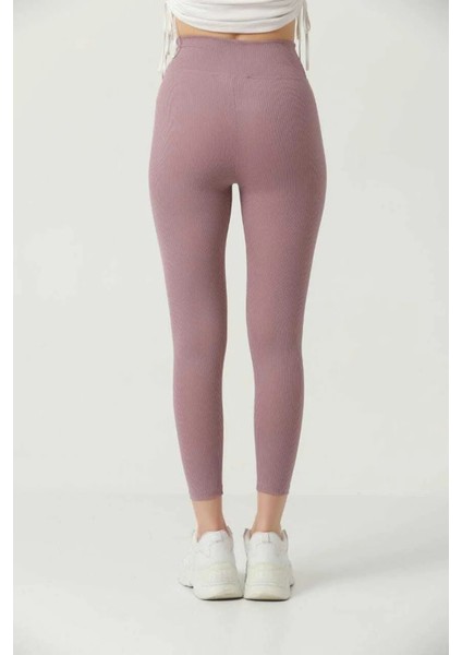 Lacivert Kadın Fitilli Tayt, Toparlayıcı Yüksek Bel Fitilli Spor, Günlük Rahat Tayt modelleri