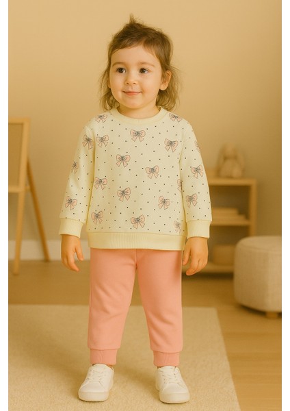 Kız Çocuk Kurdele Desenli Pamuklu 2'li Pijama Takımı fırsatları