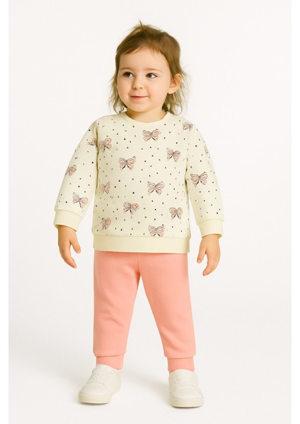 Kız Çocuk Kurdele Desenli Pamuklu 2'li Pijama Takımı indirimleri