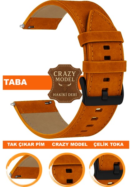 18mm-20mm-22mm-24mm saatlerle uyumlu crazy deri hakiki deri saat kordonu kayışı l10hwc-taba-black