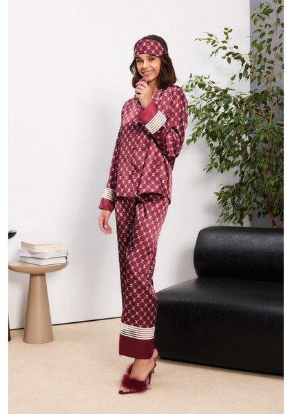 Saten Kadın Pijama Takımı - 1320 Bordo fiyatları