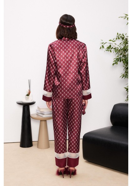 Saten Kadın Pijama Takımı - 1320 Bordo modelleri