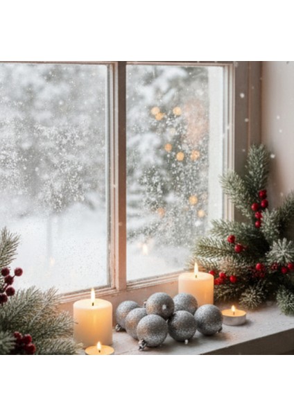 6’lı 4 cm Gümüş Yılbaşı Ağaç Süsü Seti – Parlak Noel Topu Dekorasyon