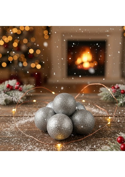 6’lı 4 cm Gümüş Yılbaşı Ağaç Süsü Seti – Parlak Noel Topu Dekorasyon fiyatları