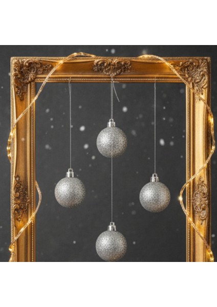 6’lı 4 cm Gümüş Yılbaşı Ağaç Süsü Seti – Parlak Noel Topu Dekorasyon fırsatları