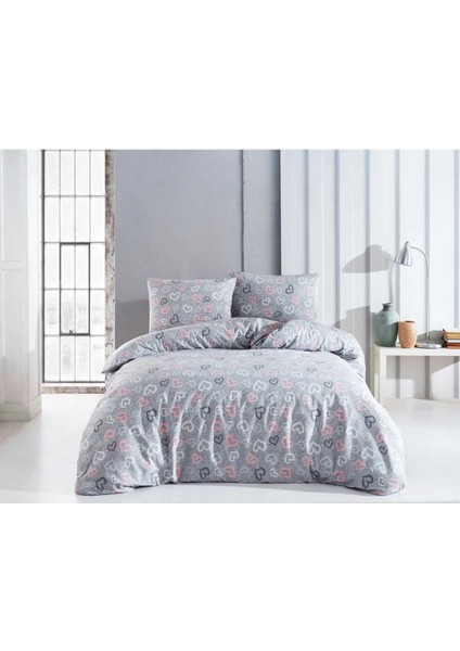 Çift Kişilik Nevresim Takımı Pamuklu Romantik Gri modelleri