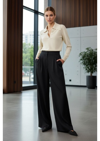 Kadın Cepli Pileli Palazzo Pantolon fırsatları