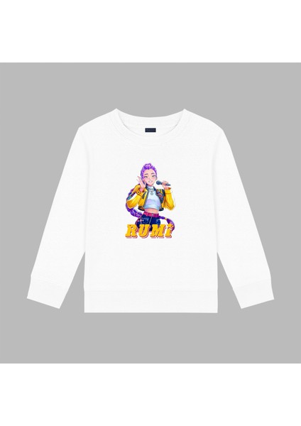 Kpop Demon Hunters Hunterix Iblis Avcıları Rumi Tasarım Baskılı 3 Iplik Sweatshirt