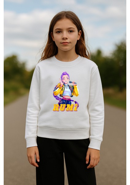 Kpop Demon Hunters Hunterix Iblis Avcıları Rumi Tasarım Baskılı 3 Iplik Sweatshirt fiyatları