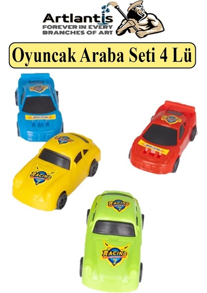 4 Lü Plastik Renkli Oyuncak Araba Seti Renkli Yarış Arabaları Spor Araba Oyuncak Seti