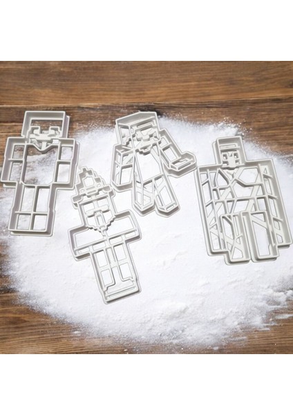 Ceresshop Minecraft Figür Kurabiye Kalıbı Seti – 4’lü Beyaz