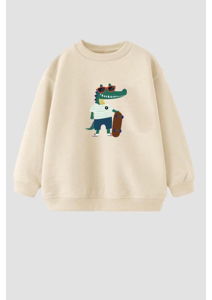 Erkek Çocuk Baskılı 3 Iplik Kumaş Pamuklu Sweatshirt