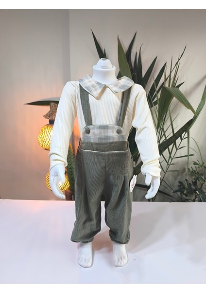 Ekose Bebe Yaka Kareli Askılı Salopet Takım Fitilli Kadife Tulumlu fiyatları