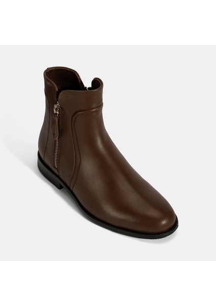 Kadın Kahve Çift Fermuarlı Deri Bot fiyatları