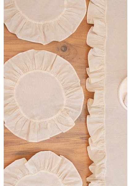 Breze | 7 Parça Fırfırlı Sofra Sunum Seti 40 x 150 cm