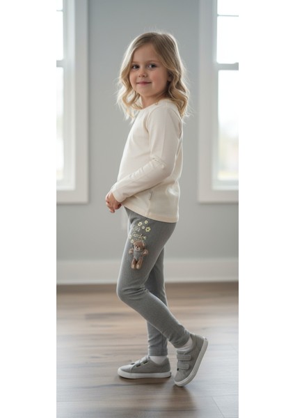 Oyuncak Ayılı Şardonlu Kız Çocuk Tayt