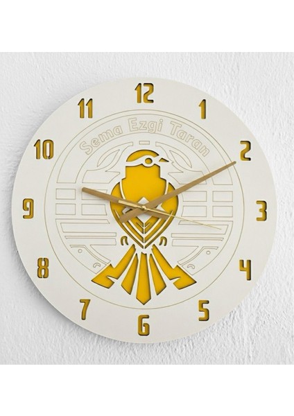 Kişiye Özel Isimli Kanarya Tasarımlı Duvar Saati | Lazer Kesim Ahşap Dekor | 40 cm