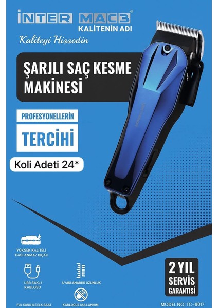 Inter Mac3 Şarjlı Saç Kesme Makinesi TC-8017 (4172)