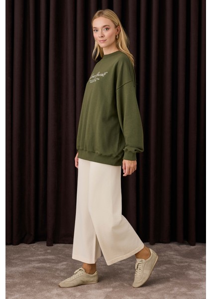 Beli Lastikli Triko Pantolon Kemik