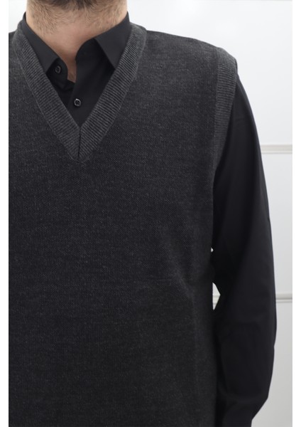 Fistan Store Erkek Düz Klasik Kesim Rahat Kalıp V - Yaka Kışlık Yünlü Süveter fiyatları