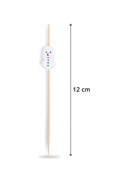 12 cm Kardan Adam Figürlü Yılbaşı Kokteyl Kürdanı 12'li - Noel Cupcake Topper Meyve Çubuğu fırsatları