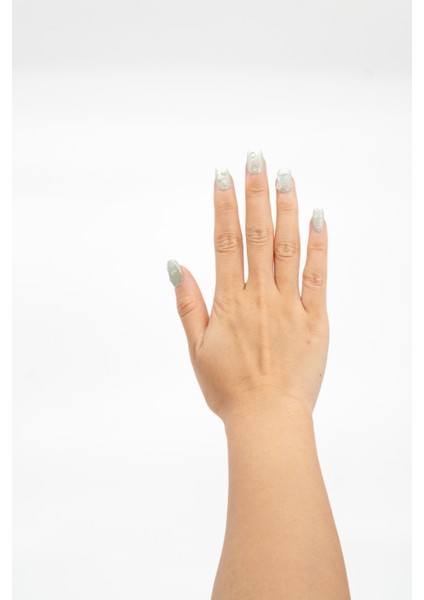 10'lu Yeşil Kısa Balerin TT1217 Tekrar Kullanılabilir El Yapımı Protez Takma Tırnak - Yeşil-M modelleri