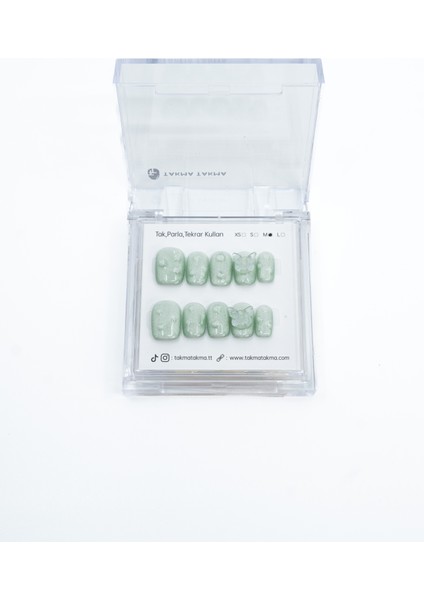 10'lu Yeşil Kısa Balerin TT1217 Tekrar Kullanılabilir El Yapımı Protez Takma Tırnak - Yeşil-M fırsatları