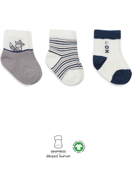 3lü Penye Soket Çorap 10109 Gri