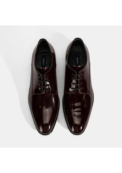 Erkek Bordo Bağcıklı Rugan Deri Klasik Ayakkabı