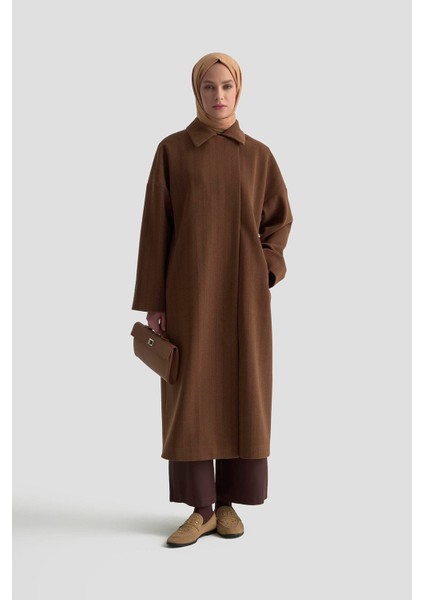 Mıknatıs Çıtçıtlı Çizgili Kaban 25K7016 Kahverengi fiyatları