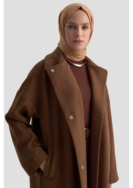 Mıknatıs Çıtçıtlı Çizgili Kaban 25K7016 Kahverengi modelleri