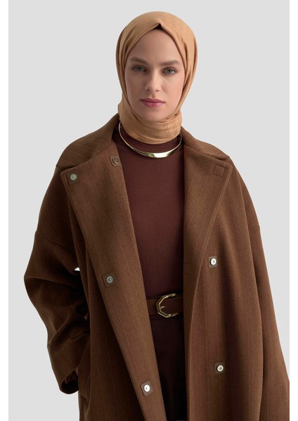 Mıknatıs Çıtçıtlı Çizgili Kaban 25K7016 Kahverengi fırsatları