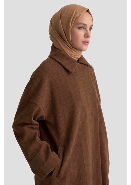 Mıknatıs Çıtçıtlı Çizgili Kaban 25K7016 Kahverengi indirimleri