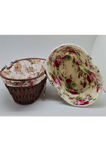 Kumaşlı Hasır Ekmek Sepeti Saplı Oval ROYALEKS-MTR-2003-51