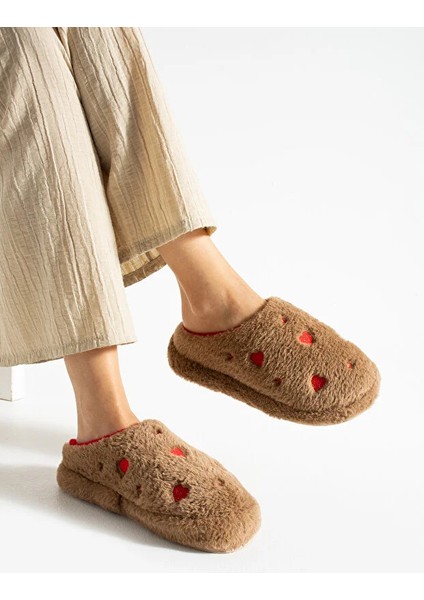 Love Kalp Desenli Peluş Içi Tüylü Kaydırmaz Taban Rahat Pofuduk Çeyiz Bohça Misafir Kadın Ev Terliği fiyatları