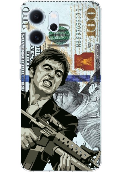 Oppo Reno 14F Uyumlu Scarface Dolar Tasarımlı Baskılı Silikon Kılıf