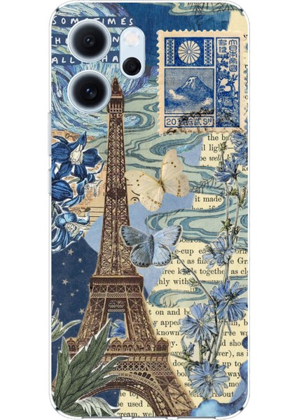 Oppo Reno 14F Uyumlu Paris ve Eyfel Kulesi Baskılı Silikon Kılıf