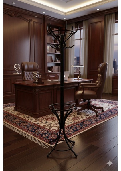 Premium Siyah Metal Portmanto Askılık Hol Antre Büro Ofis Rack Hanger Fabrikadan 100KG Taşıma