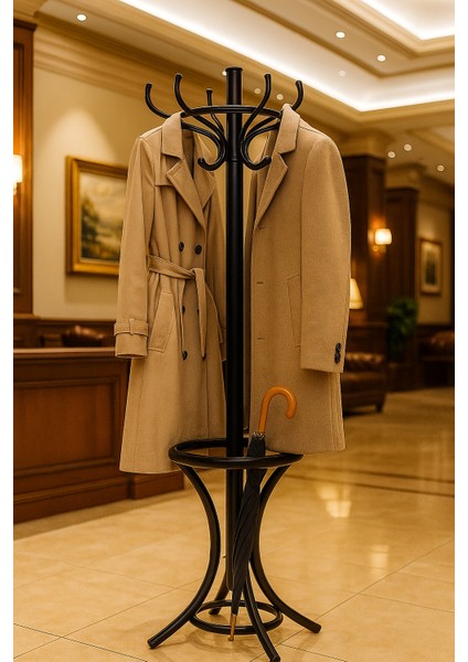 Premium Siyah Metal Portmanto Askılık Hol Antre Büro Ofis Rack Hanger Fabrikadan 100KG Taşıma fırsatları