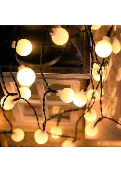 5 Metre 28 LED Mini Top Işık Sarı Fişli Siyah Kablo modelleri